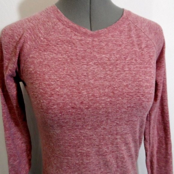 STAR RIDE Heathered Sporty T-shirt Jr. L Pale Red Scoop neck Round hem top LS - Picture 3 of 6